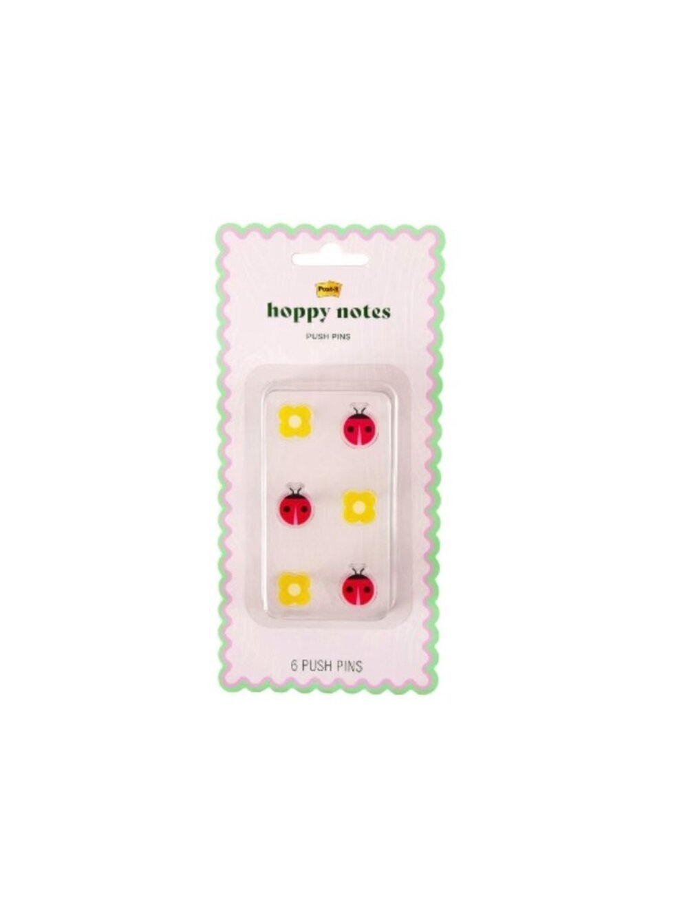 Post-it 6 Count Ladybug And Yellow Flower Decorative Push Pins Bulletin Boards